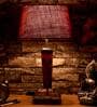 Novara Maroon Natural Fiber Shade Night Lamp With Wood Base