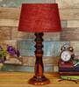 Admiration Maroon Natural Fiber Shade Night Lamp With Wood Base