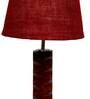 Florence Maroon Natural Fiber Shade Night Lamp With Wood Base