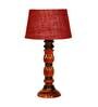 Hector Maroon Fabric Shade Night Lamp With Wood Base