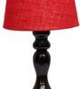 Babel Maroon Natural Fiber Shade Night Lamp With Wood Base