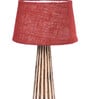 Healy Maroon Natural Fiber Shade Night Lamp With Wood Base