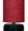 Maroon Shade Table Lamp With Wood Base