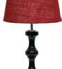 Premium Maroon Natural Fiber Shade Night Lamp With Wood Base