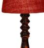 Admiration Maroon Natural Fiber Shade Night Lamp With Wood Base