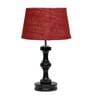 Premium Maroon Natural Fiber Shade Night Lamp With Wood Base