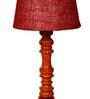 Drax Maroon Natural Fiber Shade Night Lamp With Wood Base