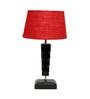Hadley Maroon Natural Fiber Shade Night Lamp With Wood Base