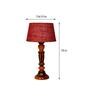 Traditional Maroon Natural Fiber Shade Night Lamp With Wood Base