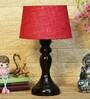 Babel Maroon Natural Fiber Shade Night Lamp With Wood Base