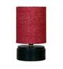 Maroon Shade Table Lamp With Wood Base