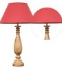 Roman Maroon Cottan Fabric Shade Night Lamp With Wood Base