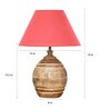 Humphry Maroon Cottan Fabric Shade Night Lamp With Wood Base