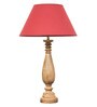 Roman Maroon Cottan Fabric Shade Night Lamp With Wood Base