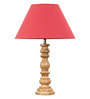 Hersey Maroon Cottan Fabric Shade Night Lamp With Wood Base