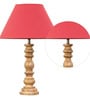 Hersey Maroon Cottan Fabric Shade Night Lamp With Wood Base