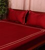 Maroon Traditional 1000 TC Cotton King Sized Bed Sheets with 2 Pillow Covers