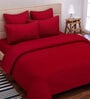 Maroon Solid 210 TC Cotton Blend King Sized Bed Sheets with 2 Pillow Covers