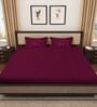 Maroon Solid 300 TC Wool  Double Bedsheet with 2 Pillow covers