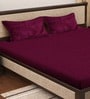 Maroon Solid 300 TC Wool  Double Bedsheet with 2 Pillow covers