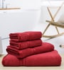 Maroon Solid 500 GSM Cotton Towel Sets (Set of 4)