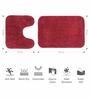 Maroon Solid Polyester 32x20 Inches Stain Resistant 1 Bathmat & 1 Contour Mat