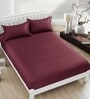 Burgundy Solid 400 TC  Cotton Satin King Bedsheet With 2 Pillow Covers