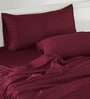 Burgundy Solid 400 TC  Cotton Satin King Bedsheet With 2 Pillow Covers