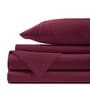 Burgundy Solid 400 TC  Cotton Satin King Bedsheet With 2 Pillow Covers