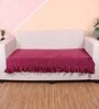 Maroon Solid Velvet 2 Seater Quilted Sofa Cover (Protector) with Frill