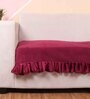 Maroon Solid Velvet 2 Seater Quilted Sofa Cover (Protector) with Frill