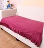 Maroon Solid Velvet 2 Seater Quilted Sofa Cover (Protector) with Frill