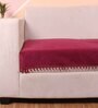 Maroon Solid Velvet 2 Seater Quilted Sofa Cover (Protector) with Pompom