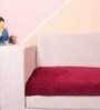 Maroon Solid Velvet 3 Seater Quilted Sofa Cover (Protector)
