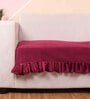Maroon Solid Velvet 3 Seater Quilted Sofa Cover (Protector) with Frill