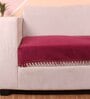 Maroon Solid Velvet 3 Seater Quilted Sofa Cover (Protector) with Pompom