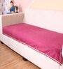 Maroon Solid Velvet 3 Seater Quilted Sofa Cover (Protector) with Pompom