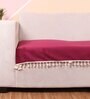 Maroon Solid Velvet 3 Seater Quilted Sofa Cover (Protector) with Tassel