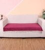 Maroon Solid Velvet 3 Seater Quilted Sofa Cover (Protector) with Tassel