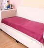 Maroon Solid Velvet 3 Seater Quilted Sofa Cover (Protector) with Tassel