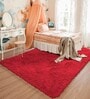 Maroon Solid Wool Blend 4 X 6 Feet Tufted Carpet
