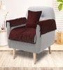 Maroon Striped Polyester 1 Seater Sofa Cover (Pack of 4)