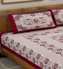 Maroon Traditional 120 TC 100% Cotton Queen Bedsheet With 2 Pillow Covers