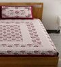 Maroon Traditional 120 TC 100% Cotton Queen Bedsheet With 2 Pillow Covers