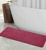 Maroon Geometric Cotton 17x39 Inches AntiSkid Bath Mat