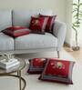 Maroon Traditional Cotton Embroidered Cushion Cover
