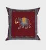 Maroon Traditional Cotton Embroidered Cushion Cover