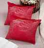 Maroon Velvet Abstract 16X16 Inches Cushion Covers (Pack of 2)