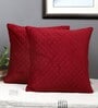 Maroon Velvet Textured 16x16 inches Cushion Covers (Pack of 2)