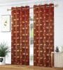 Maroon Velvet Abstract 5 Foot Ring Top Window Curtains Set Of 2